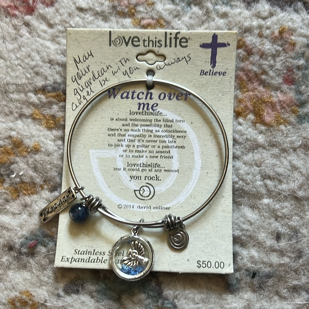 Love this Life Silver Bangle Bracelet